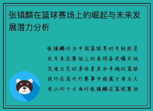 张镇麟在篮球赛场上的崛起与未来发展潜力分析