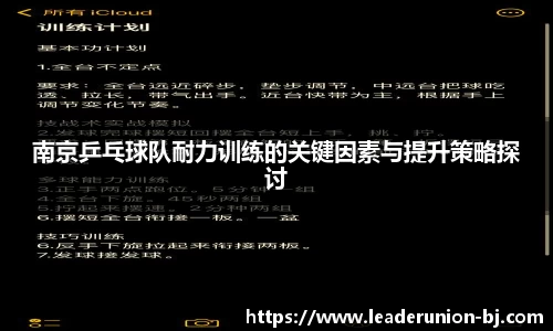 南京乒乓球队耐力训练的关键因素与提升策略探讨