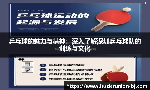 乒乓球的魅力与精神：深入了解深圳乒乓球队的训练与文化